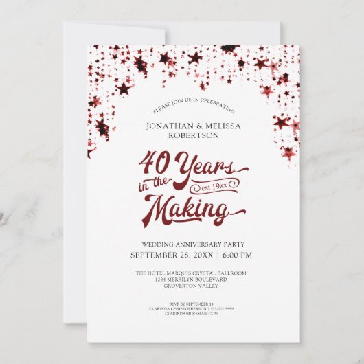 40-jarig jubileum Robijnrode sterren 40 JAAR Kaart (Voorkant)