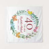 40-jarig jubileum Ruby Bloem Vlinderkrans Wandkleed (Voorkant (horizontaal))