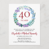 40-jarig jubileum Ruby Bluebells Wreath Uitnodigin Briefkaart (Voorkant)