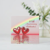 40-jarig jubileum Ruby Hearts Kaart (Staand voorkant)