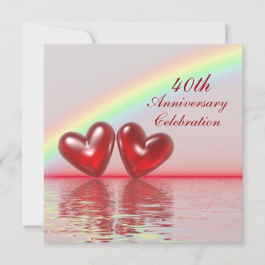 40-jarig jubileum Ruby Hearts Kaart (Voorkant)