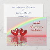 40-jarig jubileum Ruby Hearts Kaart (Voorkant / Achterkant)