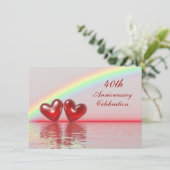 40-jarig jubileum Ruby Hearts Kaart (Staand voorkant)