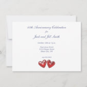 40-jarig jubileum Ruby Hearts Kaart (Achterkant)