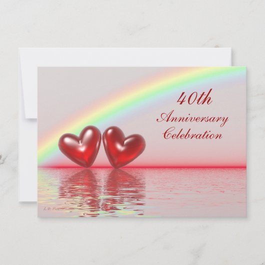 40-jarig jubileum Ruby Hearts Kaart (Voorkant)
