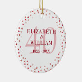 40-jarig jubileum Ruby Hearts Keramisch Ornament (Rechts)