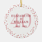 40-jarig jubileum Ruby Hearts Keramisch Ornament (Voorkant)
