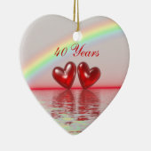 40-jarig jubileum Ruby Hearts Keramisch Ornament (Rechts)