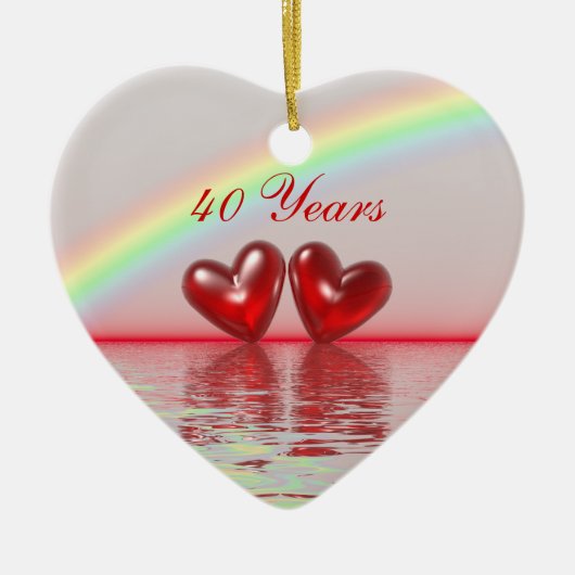 40-jarig jubileum Ruby Hearts Keramisch Ornament (Voorkant)