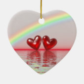 40-jarig jubileum Ruby Hearts Keramisch Ornament (Achterkant)