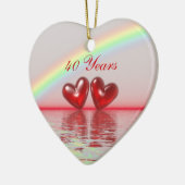 40-jarig jubileum Ruby Hearts Keramisch Ornament (Links)