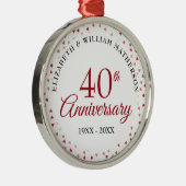 40-jarig jubileum Ruby Hearts Metalen Ornament (Rechts)