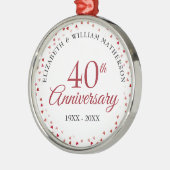 40-jarig jubileum Ruby Hearts Metalen Ornament (Links)
