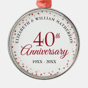 40-jarig jubileum Ruby Hearts Metalen Ornament