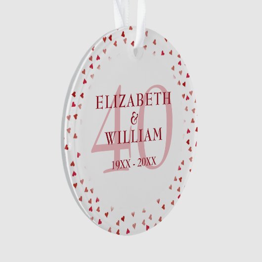 40-jarig jubileum Ruby Hearts Ornament (voorkant)
