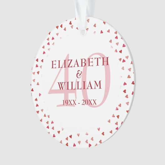 40-jarig jubileum Ruby Hearts Ornament (voorkant)