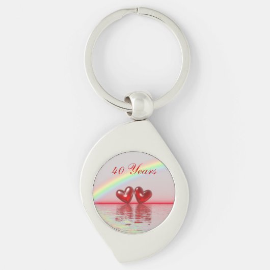 40-jarig jubileum Ruby Hearts Sleutelhanger (Voorkant)