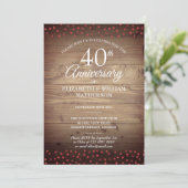 40-jarig jubileum Ruby Love Hearts Rustiek Hout Kaart (Staand voorkant)