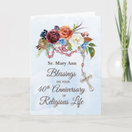40-jarig jubileum van religieus leven met rozenkra kaart
