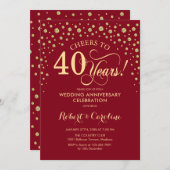 40-jarig jubileumfeest - Robijnrood Goud Kaart (Voorkant / Achterkant)