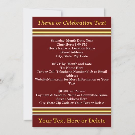 40-jarige reünie, VERANDERINGSKLEUREN Kaart (Achterkant)