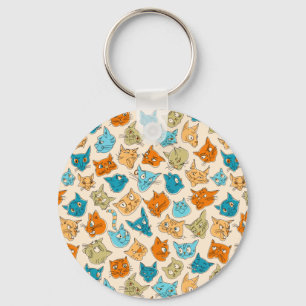 40 kattengezichten en één staart sleutelhanger