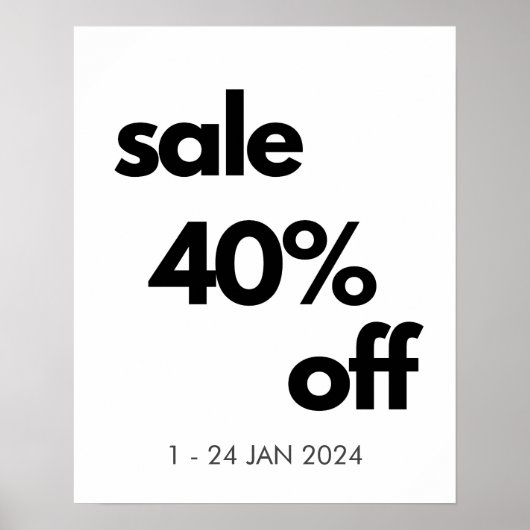 40% korting op verkoopbord, aangepaste detailhande poster (Voorkant)