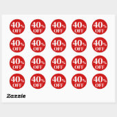 40% KORTING Rode Achtergrond Klassieke Ronde Stick Sticker (Vel)