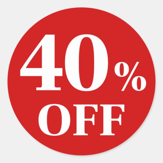 40% KORTING Rode Achtergrond Klassieke Ronde Stick Sticker (Voorkant)