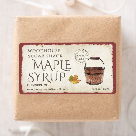 40 Labels Maple Syrup Sap Bucket Leaf Postmark (Insitu)
