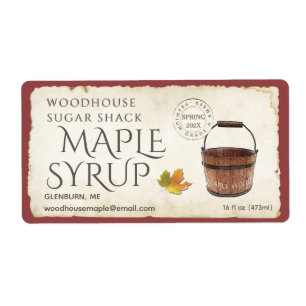 40 Labels Maple Syrup Sap Bucket Leaf Postmark