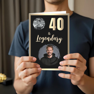 40 & Legendarische 2 Foto's 40e Verjaardag Goud Kaart