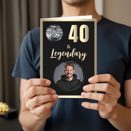 40 & Legendary 2 foto's 40e verjaardag goud Kaart
