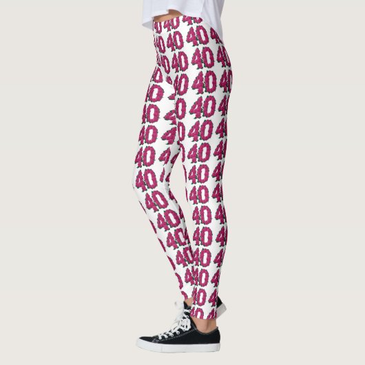 40 leggings 40e verjaardag schattige roze rozen (Links)