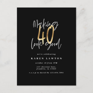 40 lijkt goed modern goud en zwarte verjaardag briefkaart