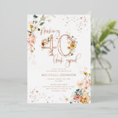 40-look Good Floral Roos Gold Folie Uitnodiging (Staand Voorkant)