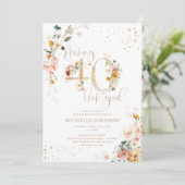 40-look Good Pink Gold Botanical Birthday Kaart (Staand voorkant)