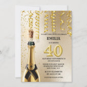 40 mijlpaal mousserende wijn smeltkroes glitter kaart (Voorkant)