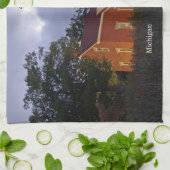 40 Mile Point Lighthouse bij avondkeukenhanddoek Theedoek (Gevouwen)