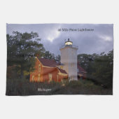 40 Mile Point Lighthouse bij avondkeukenhanddoek Theedoek (Horizontaal)