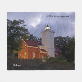 40 Mile Point Lighthouse bij schemerdeken Fleece Deken