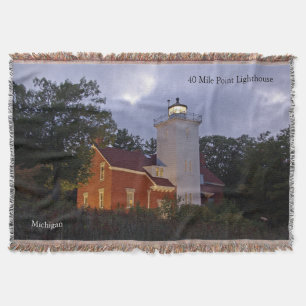 40 Mile Point Lighthouse bij schemering geweven de Deken