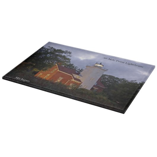 40 Mile Point Lighthouse bij schemering snijbord Snijplank (Hoek)