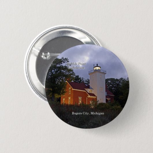 40 Mile Point Lighthouse bij schemerknop Ronde Button 5,7 Cm (Voorkant /achterkant)