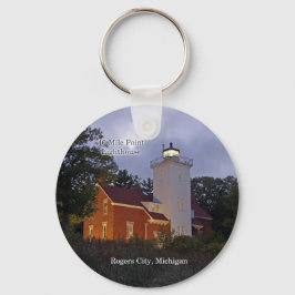40 Mile Point Lighthouse bij schemersleutelketen Sleutelhanger