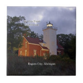 40 Mile Point Lighthouse bij schemertegel Tegeltje (Voorkant)