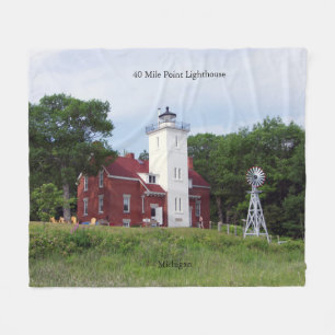 40 Mile Point Lighthouse blanket Fleece Deken