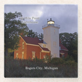 40 Mile Point Lighthouse dusk glass onderzetter Glazen Onderzetter