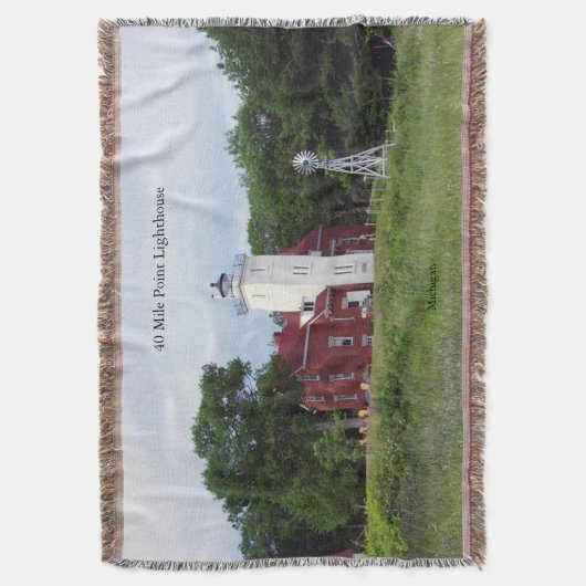 40 Mile Point Lighthouse geweven deken (Voorkant Verticaal)