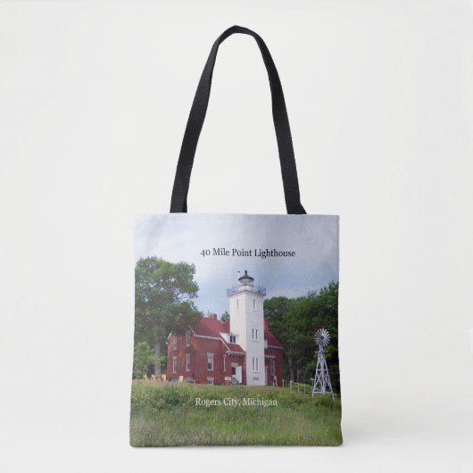 40 Mile Point Lighthouse over de hele canvas tas (Voorkant)